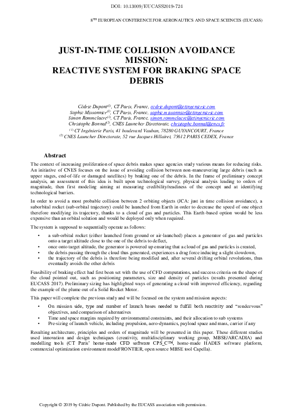 (PDF) Just-In-Time Collision Avoidance Mission: Reactive System for ...