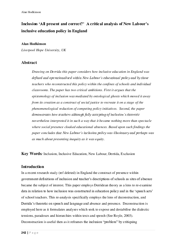 (PDF) Inclusion 