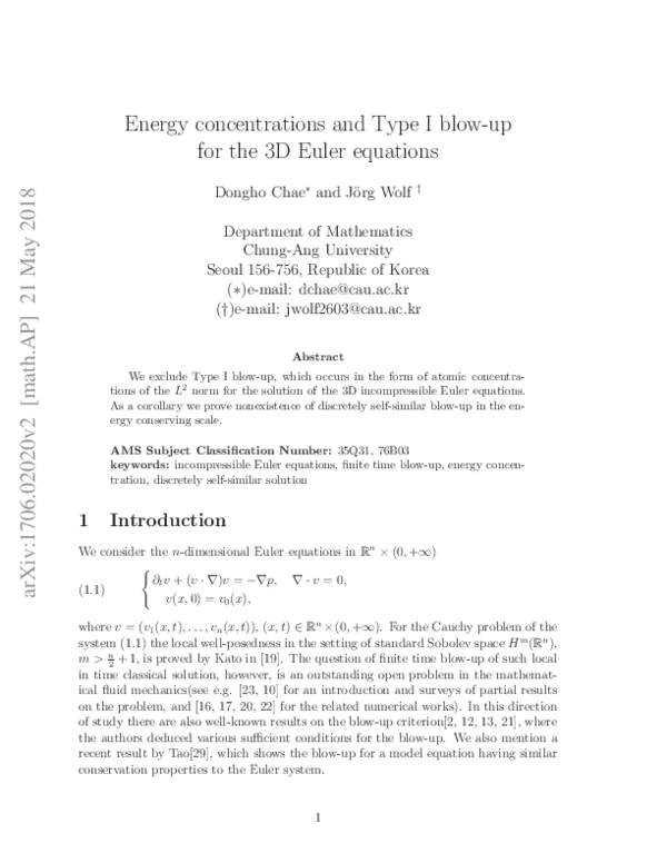 (PDF) Energy Concentrations and Type I BlowUp for the 3D Euler