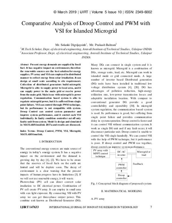 (PDF) Comparative Analysis of Droop Control and PWM with VSI for ...