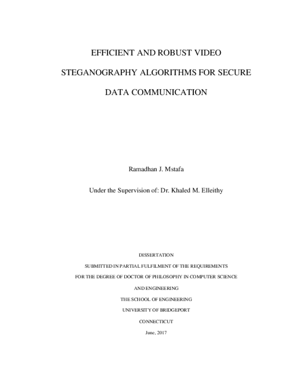 (PDF) Efficient and Robust Video Steganography Algorithms for Secure ...