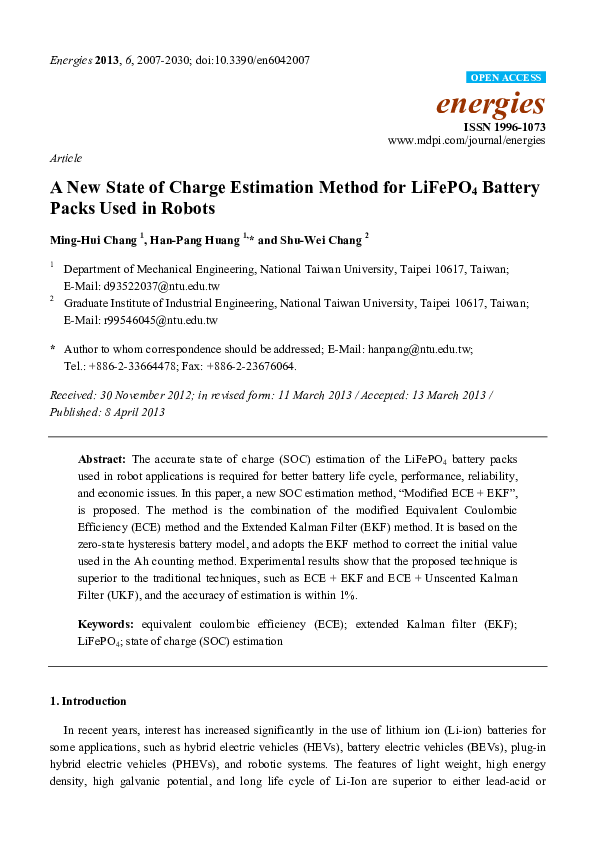 (PDF) A New State of Charge Estimation Method for LiFePO4 Battery Packs ...