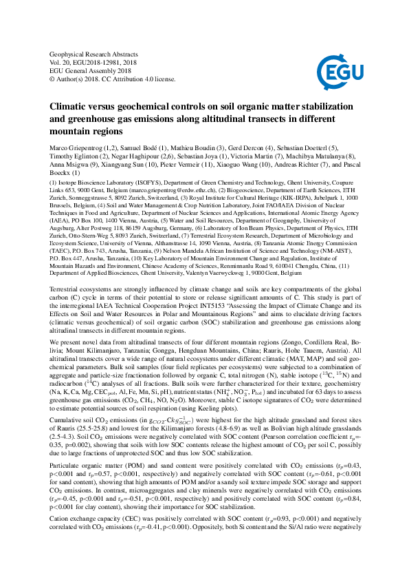 (PDF) Climatic versus geochemical controls on soil organic matter ...