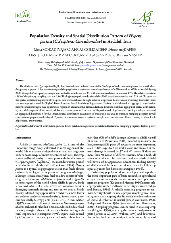 (PDF) Population Density and Spatial Distribution Pattern of Hypera ...
