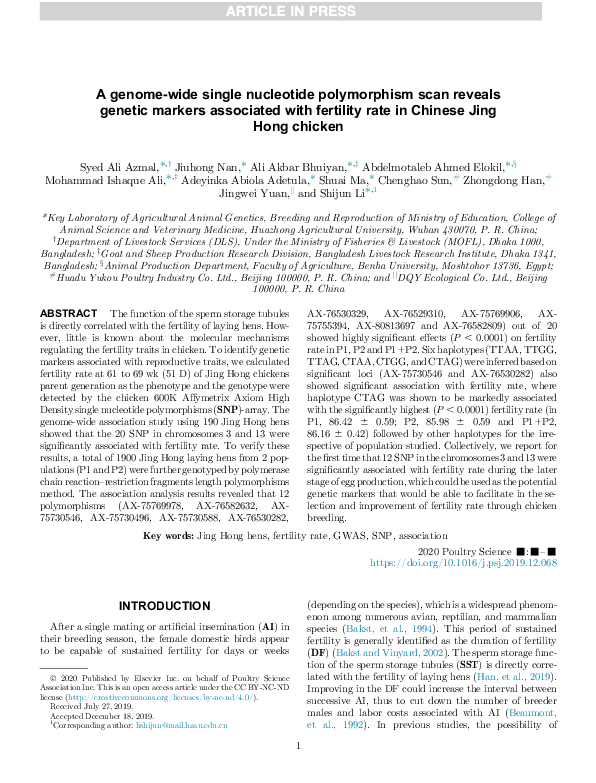 (PDF) A genome-wide single nucleotide polymorphism scan reveals genetic ...