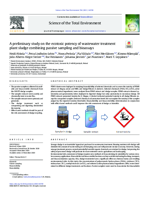 (PDF) A preliminary study on the ecotoxic potency of wastewater ...