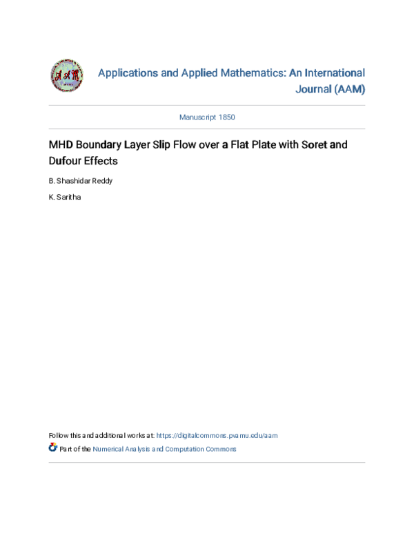 (PDF) MHD Boundary Layer Slip Flow over a Flat Plate with Soret and ...