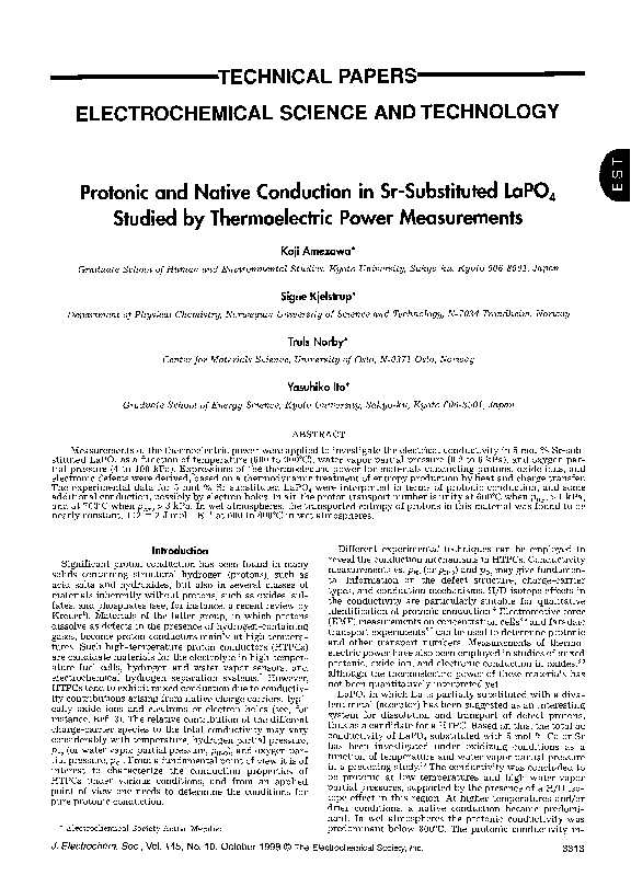 (PDF) Protonic and Native Conduction in Sr‐Substituted LaPO4 Studied by ...