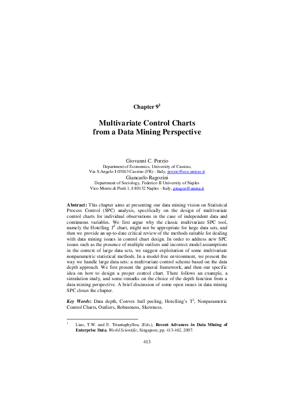 (PDF) Multivariate Control Charts from a Data Mining Perspective