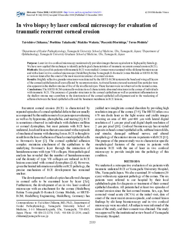 (PDF) In vivo biopsy by laser confocal microscopy for evaluation of ...