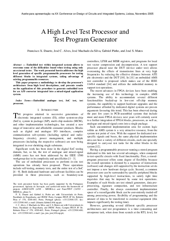 (PDF) A High Level Test Processor and Test Program Generator