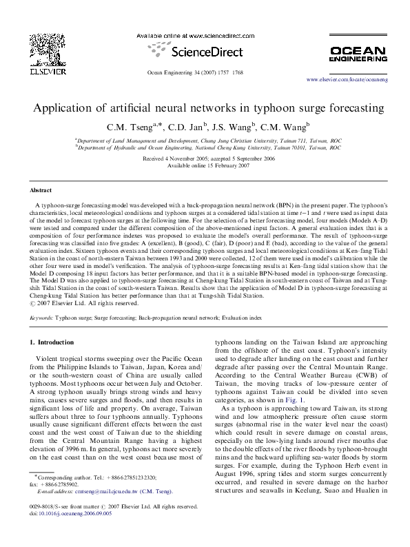 (PDF) Application of artificial neural networks in typhoon surge ...