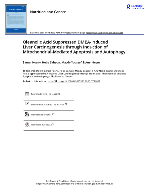 (PDF) Oleanolic Acid Suppressed DMBA-Induced Liver Carcinogenesis ...