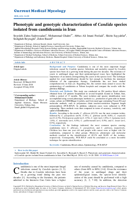 (PDF) Phenotypic and genotypic characterization of Candida species ...