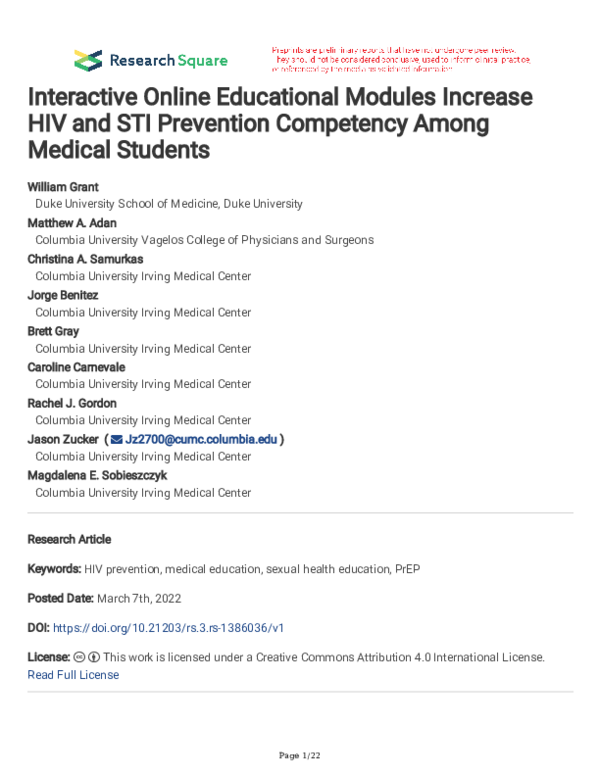 (PDF) Interactive Online Educational Modules Increase HIV and STI ...