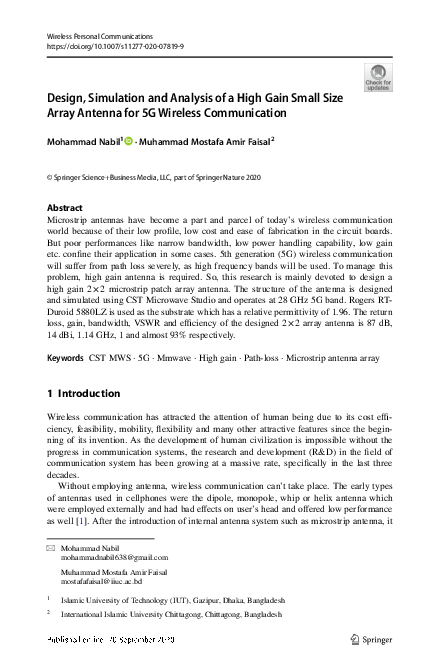 (PDF) Design, Simulation and Analysis of a High Gain Small Size Array ...