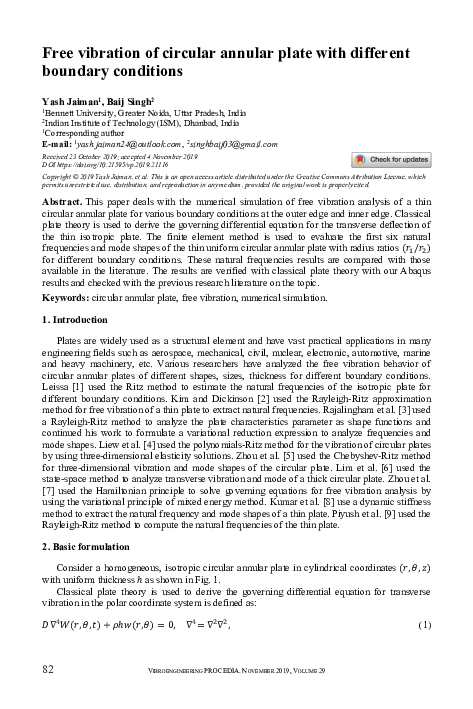 (PDF) Free vibration of circular annular plate with different boundary ...