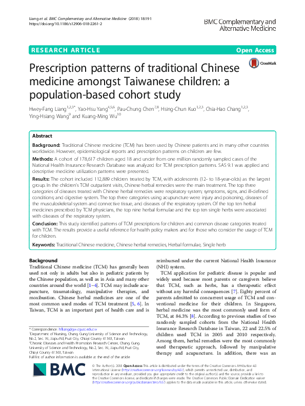 (PDF) Prescription Patterns of Traditional Chinese Medicine for Peptic ...