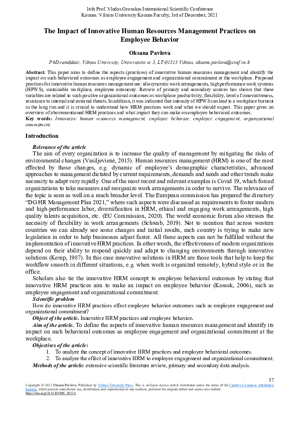(PDF) The Impact of Innovative Human Resources Management Practices on ...