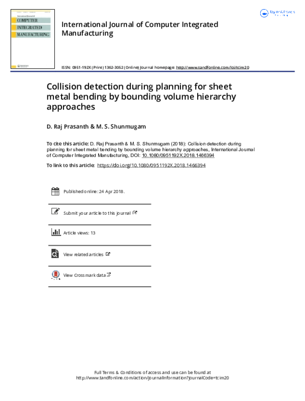 (PDF) Collision detection during planning for sheet metal bending by ...