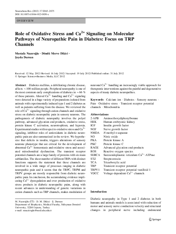 (PDF) Role of Oxidative Stress and Ca2+ Signaling on Molecular Pathways ...