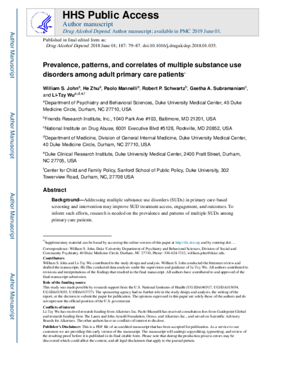 (PDF) Prevalence, patterns, and correlates of multiple substance use ...