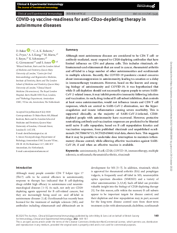  PDF COVID 19 Vaccine readiness For Anti CD20 depleting Therapy In 