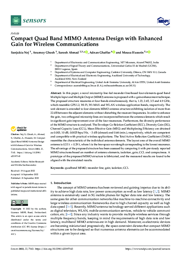 (PDF) Compact Quad Band MIMO Antenna Design with Enhanced Gain for ...