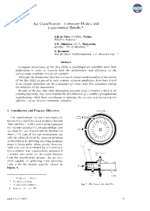 (PDF) Air Classification: Computer Models and Experimental Results