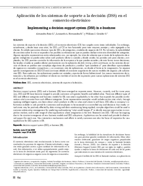 (PDF) Implementing a decision support system (DSS) in e-business