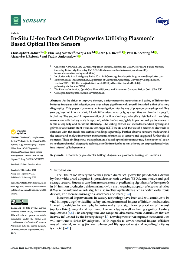 (PDF) In-Situ Li-Ion Pouch Cell Diagnostics Utilising Plasmonic Based ...