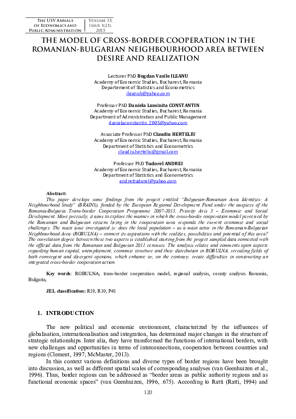 (PDF) The Model of Cross-Border Cooperation in the Romanian-Bulgarian ...