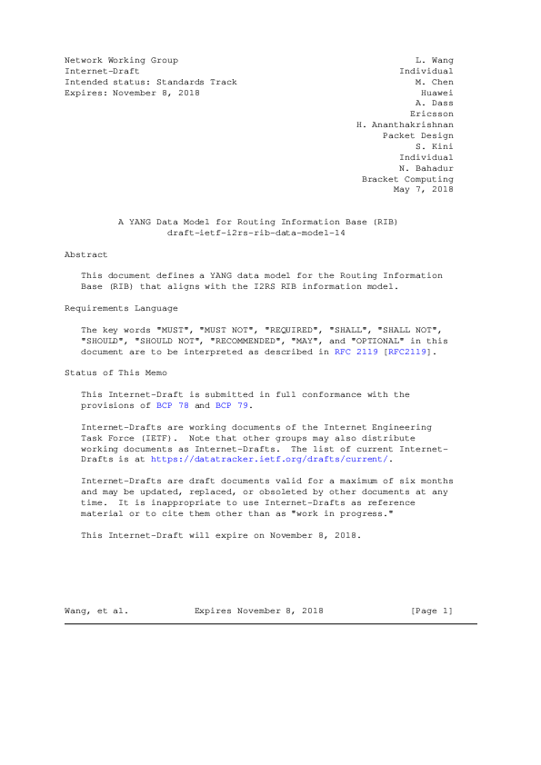 (PDF) YANG Data Model for Routing Information Base