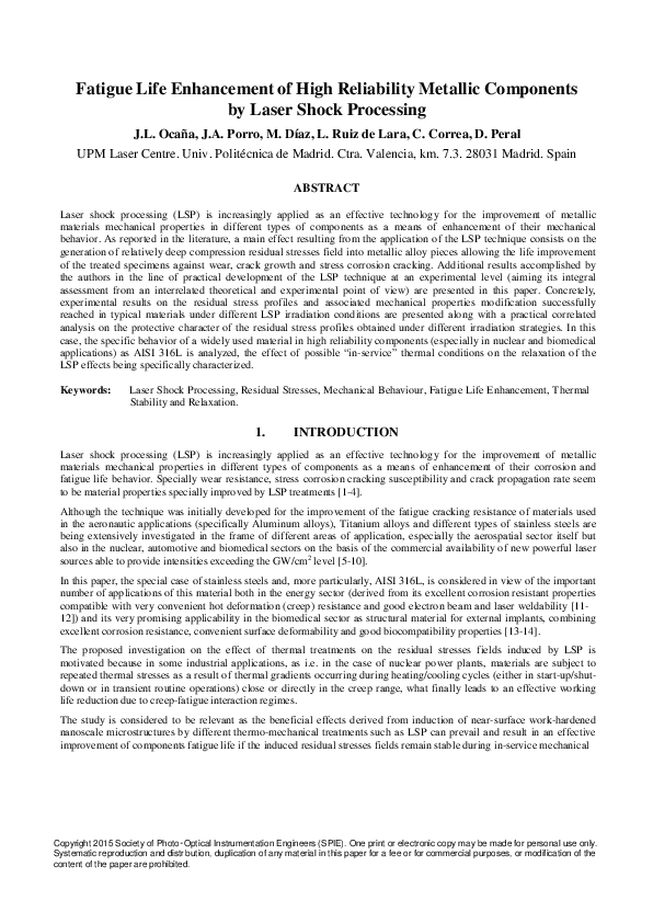 (PDF) Fatigue life enhancement of high reliability metallic components ...