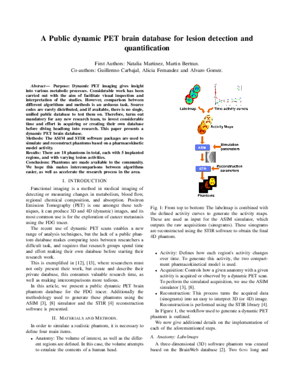 (PDF) A Public dynamic PET brain database for lesion detection and ...