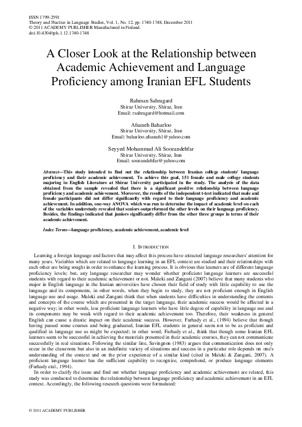 (PDF) A Closer Look at the Relationship between Academic Achievement ...