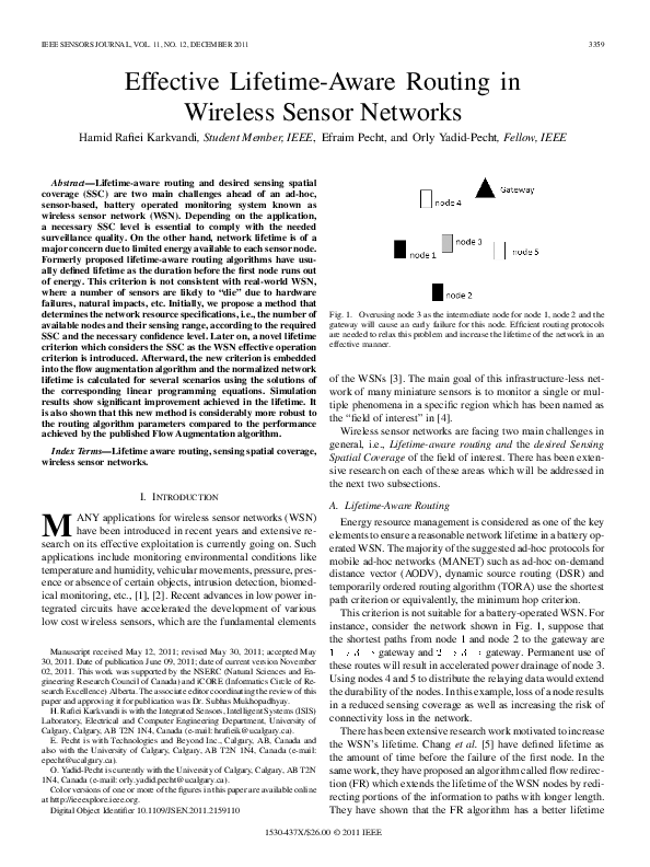 (PDF) Effective Lifetime-Aware Routing in Wireless Sensor Networks