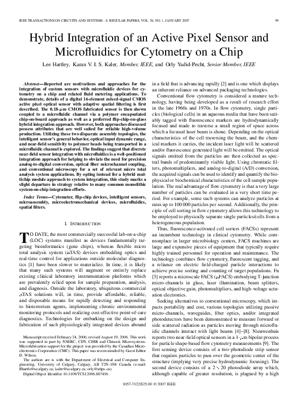 (PDF) Hybrid Integration of an Active Pixel Sensor and Microfluidics ...