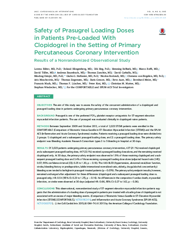 (PDF) Safety of Prasugrel Loading Doses in Patients Pre-Loaded With ...