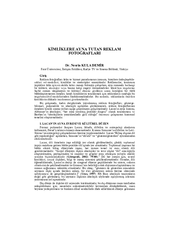 (PDF) Ki̇mli̇klere Ayna Tutan Reklam Fotoğraflari