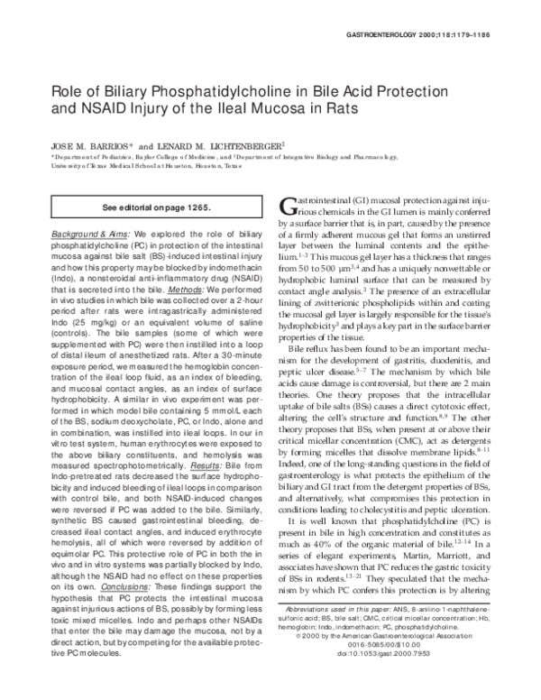 (PDF) Role of biliary phosphatidylcholine in bile acid protection and ...