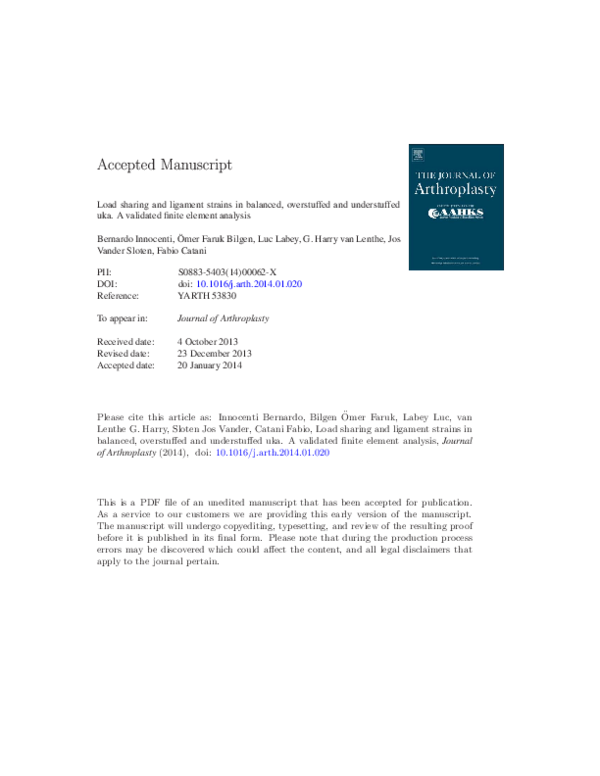 (PDF) Load Sharing and Ligament Strains in Balanced, Overstuffed and ...