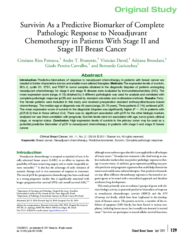 (PDF) Survivin as a predictive biomarker of complete pathologic ...