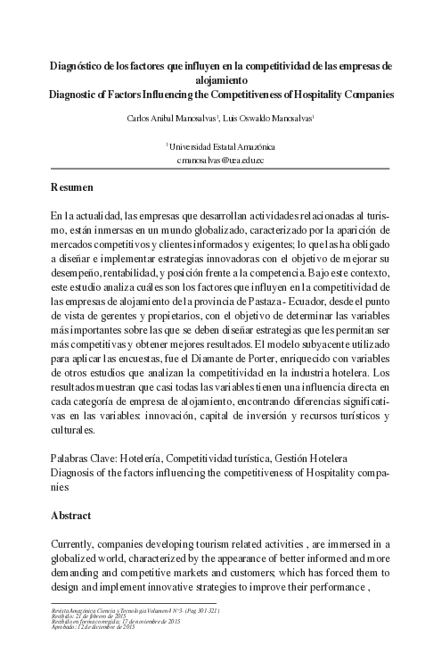 (PDF) Diagnóstico de los Factores que influyen en la Competitividad de ...