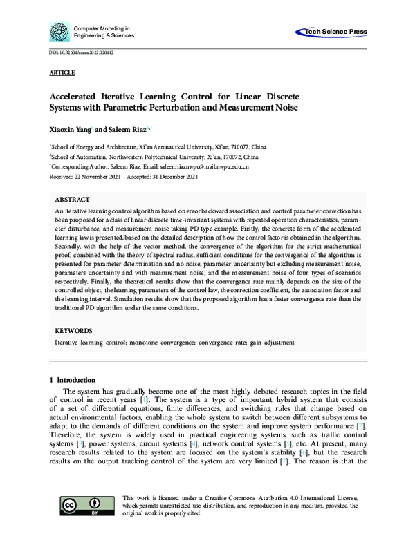(PDF) Accelerated Iterative Learning Control for Linear Discrete ...