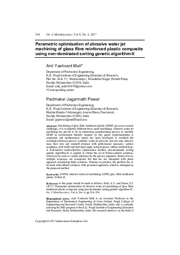 (PDF) Parametric optimisation of abrasive water jet machining of glass ...