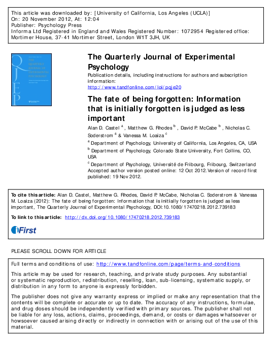 (PDF) Rapid communication: The fate of being forgotten: Information ...