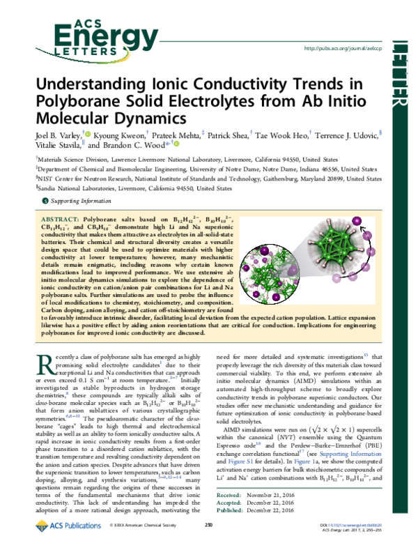 (PDF) Understanding Ionic Conductivity Trends in Polyborane Solid ...