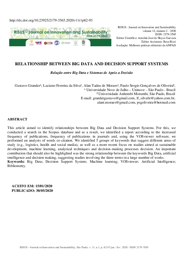 (PDF) Relationship Between Big Data and Decision Support Systems