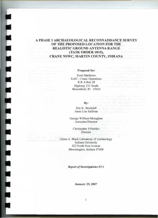 (PDF) A Phase I Archaeological Reconnaissance Survey of the Proposed ...